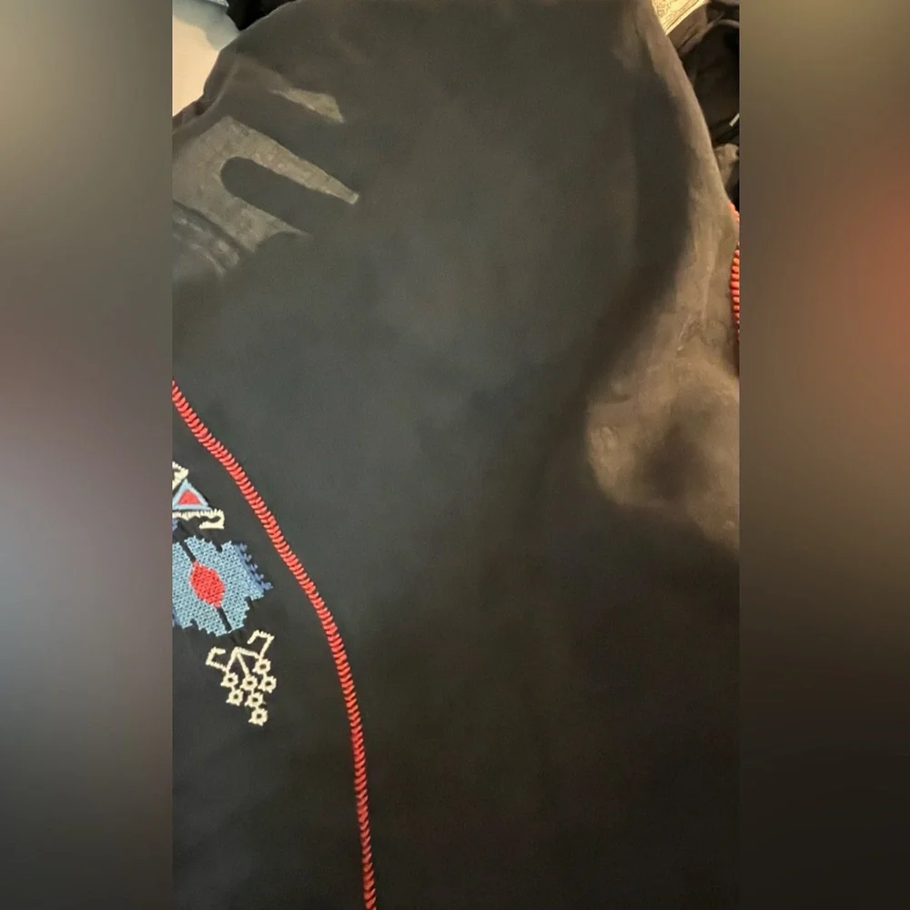 Johnny Was Black Zelda Mexican Peasant Blouse with Blue/Red Embroidery Small - Picture 15 of 15